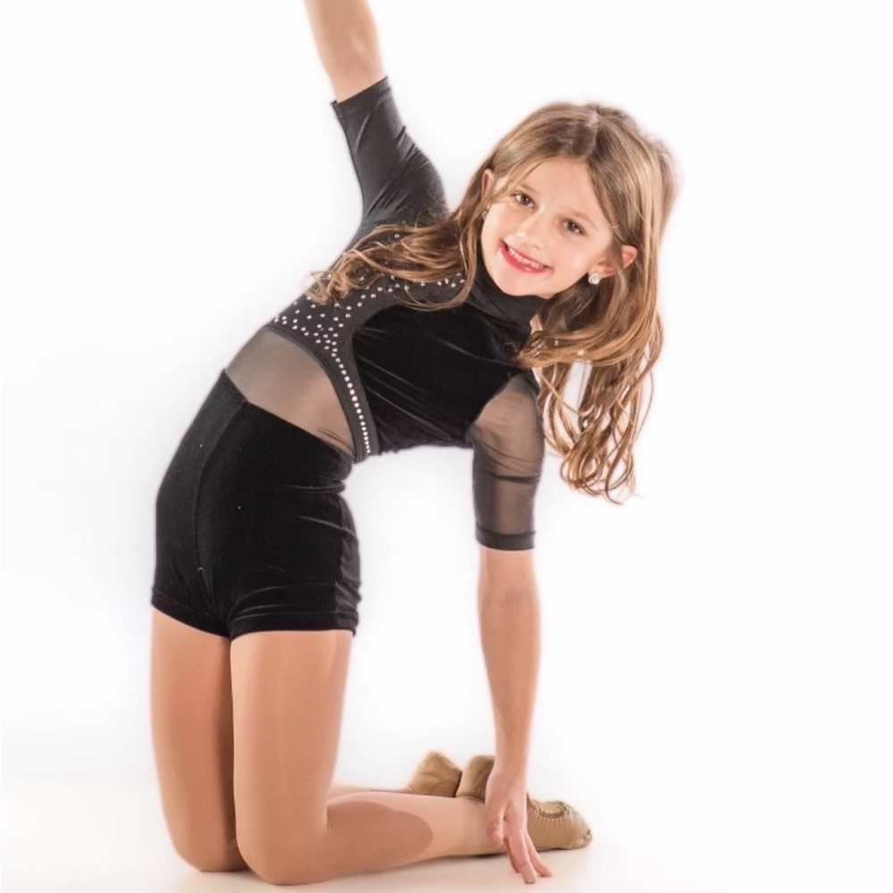 Kids Black Costume with Rhinestone Accents